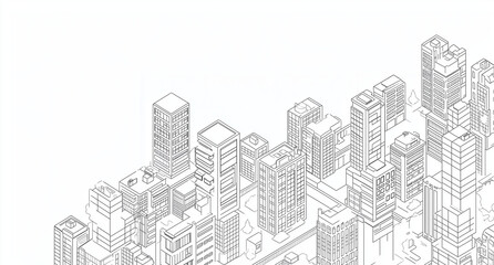 Fototapeta premium Line drawing of Modern Architecture, Buildings, and Geometric patterns. Background