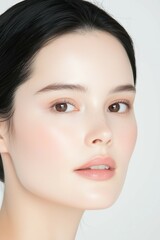 Fototapeta premium Soft Natural Beauty with Radiant Skin and Minimal Makeup