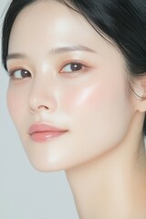 Obraz premium Soft Natural Beauty with Radiant Skin and Minimal Makeup