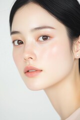 Obraz premium Soft Natural Beauty with Radiant Skin and Minimal Makeup