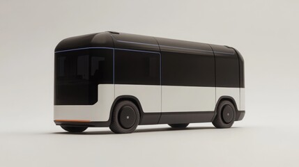 Electric Bus vehicle concept, futuristic passenger transportation prototype in minimalistic design, EV 3D render
