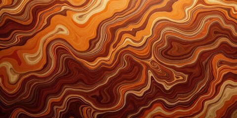 Fototapeta premium A mesmerizing landscape of swirling wavy lines in vibrant oranges and rich browns. Textured surfaces dance in shades of warmth, inviting exploration into their natural beauty