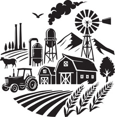 Black Agriculture Silhouette Vector, High Quality Illustration on White Background