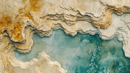 Naklejka premium Abstract Aerial View of Colorful Natural Mineral Deposits in Geothermal Area