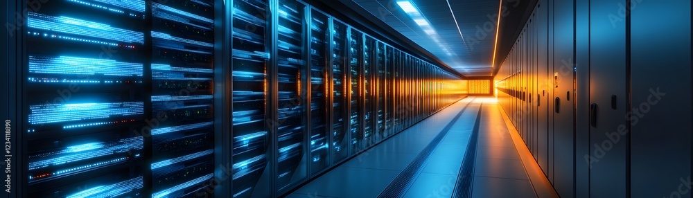 Aufkleber a captivating view of a modern data center filled with server racks