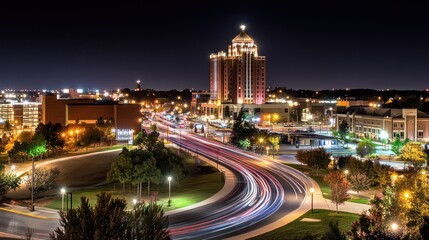 Night Lights Cityscape: A Vibrant Evening in Downtown Joplin, Missouri
