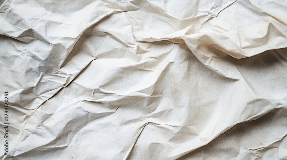 Poster close up of crumpled paper texture showing natural paper folds and shadows for background use