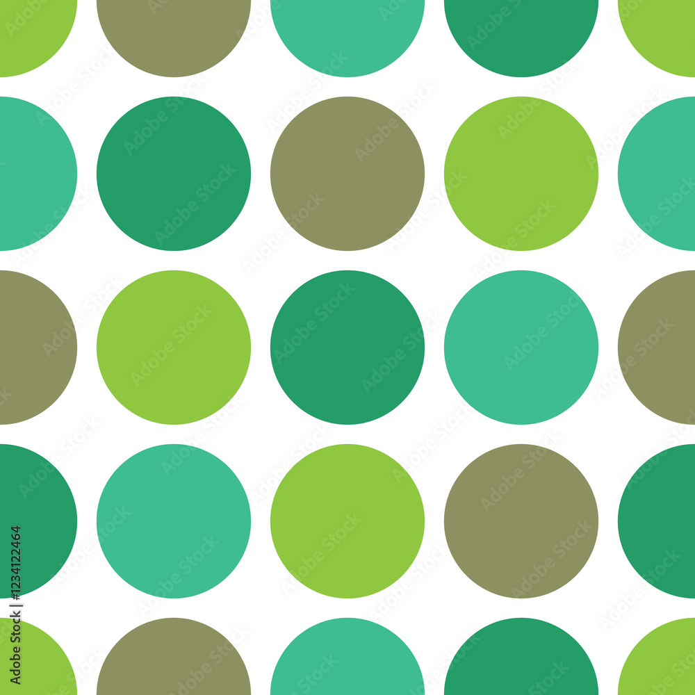 Poster tile vector pattern with white polka dots on green background