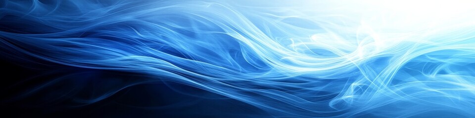 Fototapeta premium Abstract Flowing Swirls of Blue Gradient, Resembling Smoke or Water with a Soft, Dreamlike Quality