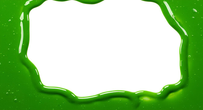 frame of viscous green liquid png. green booger liquid frame holder top view png. High-quality PNG of a thick, glossy green liquid forming a frame-like shape. slimy, viscous green liquid frame