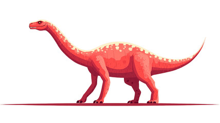 Fototapeta premium Prehistoric Pink Dinosaur Illustration Long Neck Side Profile Paleontological Artwork Graphic