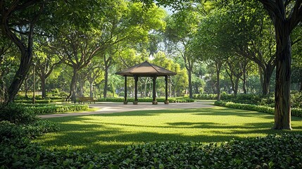 Obraz premium Urban Park Mornings: Embracing the Tranquility of City Green Spaces