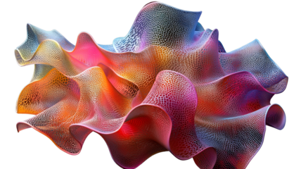 Abstract Colorful 3D Render of a Woven Flowing Textured Net Structure