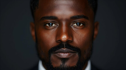 Fototapeta premium Confident man portrait, dark background, serious expression, business headshot