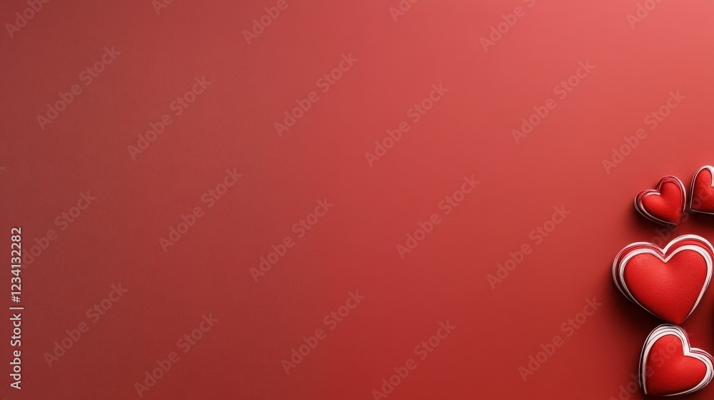 Poster red hearts arranged on a vibrant red background creating a striking visual pattern