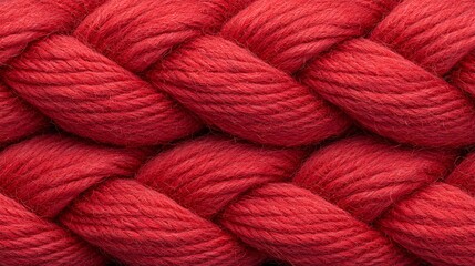 Close Up of Red Braided Yarn Texture