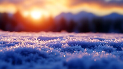 Close Up of Sparkling Snow at Sunset
