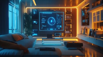 Futuristic AI Agent Helping a Family Manage Smart Home