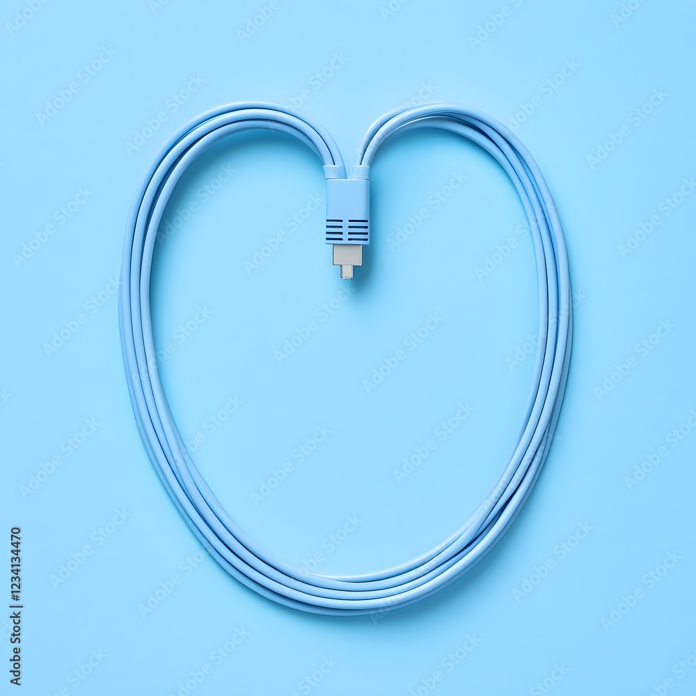 Poster heart rate monitor cable coiled neatly on a minimalist background with connectors visible capturing 