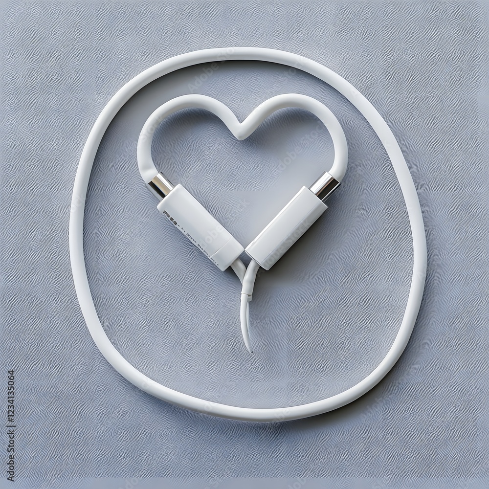 Poster heart rate monitor cable coiled neatly on a minimalist background with connectors visible capturing 