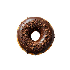  A delicious chocolate donut product transparent background top view