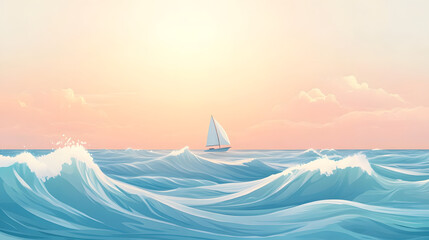 Serene Sunset Sail on the Ocean
