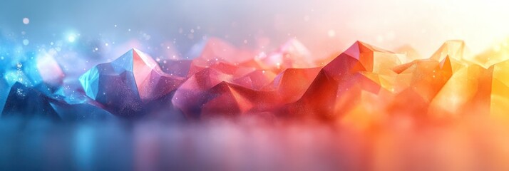 Abstract Polygonal Landscape: A Serene Fusion of Warm and Cool Hues