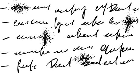 Illegible script. Poetry unreadable text. Old ink note. paper manuscript handwriting. Brush doodle sketch letter. Vintage grunge handwritten calligraphy