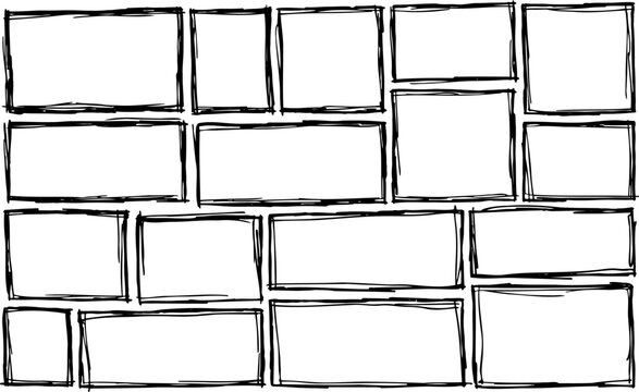 Border frame. Black dirty scribble square collection. Simple scratch brush empty doodle. Freehand grungy rectangle. Outline sketch drawn line