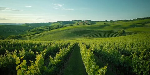 Naklejka premium Vineyard landscape with vines