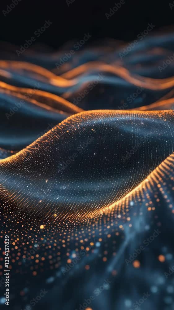 Aufkleber dynamic waveform motion of glowing abstract particles in dark space