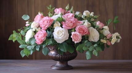 Pink and White Flowers in Vase
