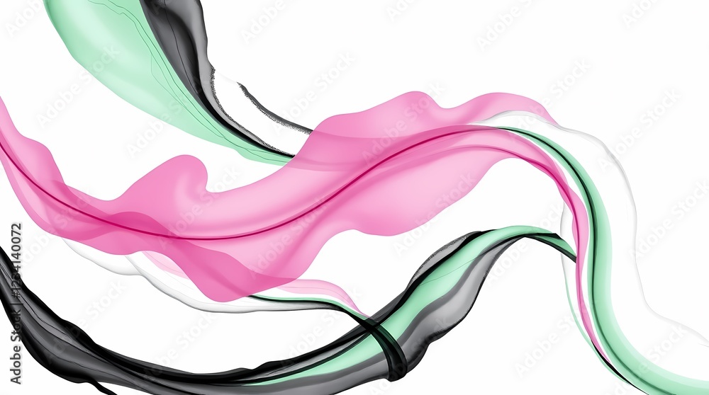Poster colorful abstract waves intertwining with soft gradients, creating a fluid motion and artistic expre