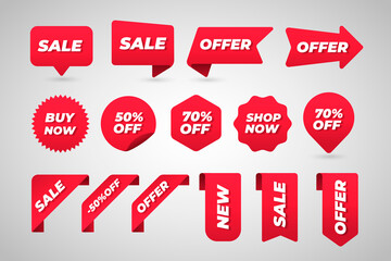 set of red sale labels