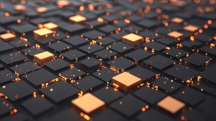 Fototapeta premium Abstract Background with Glowing Squares and Lights