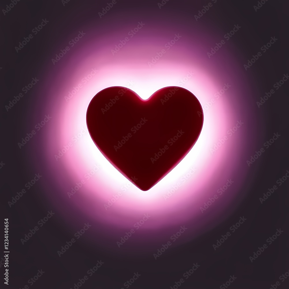 Poster heart symbol illuminated with a vibrant glow on a dark background creating a romantic and emotional 