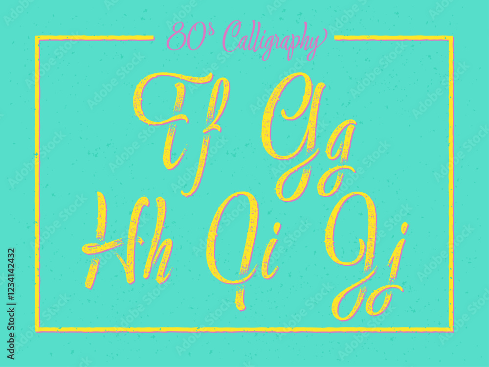 Poster vintage calligraphic script font set with rough textured surface