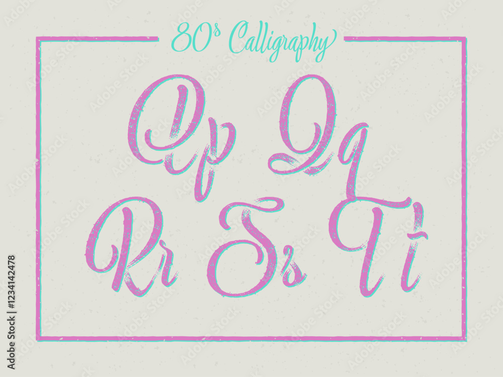 Poster vintage calligraphic script font set with rough textured surface