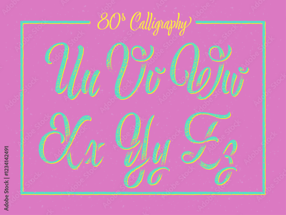 Poster vintage calligraphic script font set with rough textured surface