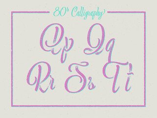 Vintage Calligraphic Script Font Set with Rough Textured Surface