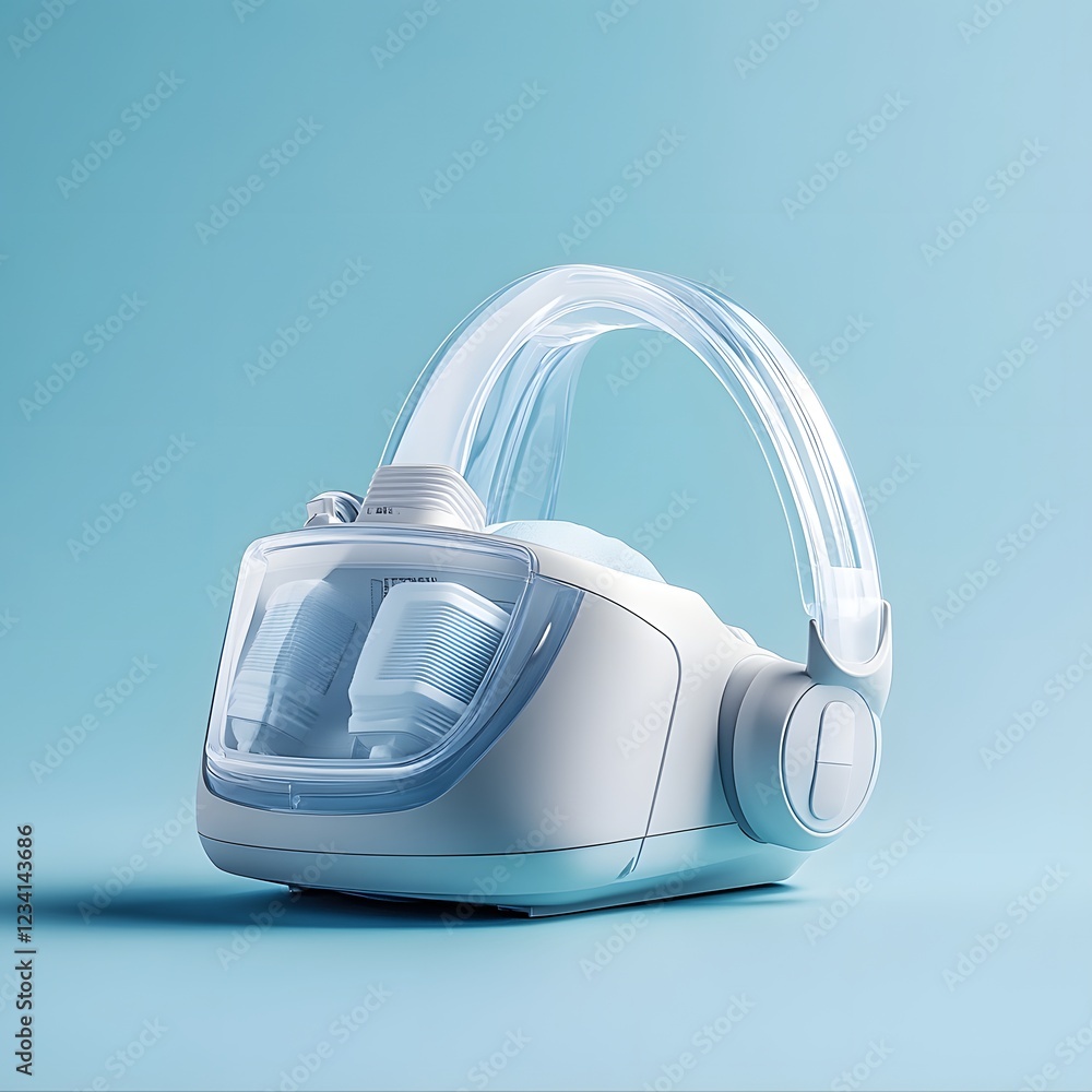 Poster modern cpap machine isolated on a minimalist background used to provide continuous airway pressure f