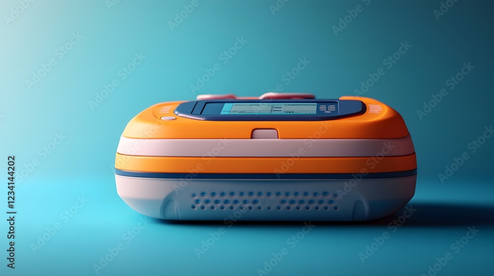 Aufkleber modern defibrillator with its paddles resting on a minimalist background ready for emergency use in 