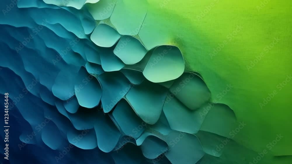 Poster abstract color transition: green to blue textured layers in motion