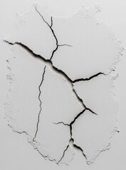 Cracked White Wall Texture with Deep Gaps and Detailed Features