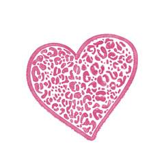 Pink heart of leopard animal print