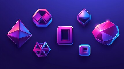 Abstract Geometric Shapes Neon Colors Design