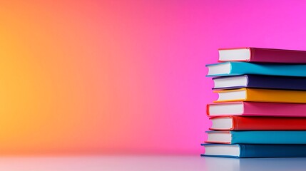 Fototapeta premium Colorful Books Stacked Against Bright Background