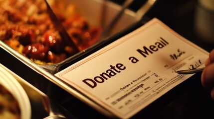 A close-up of a food menu with a "Donate a Meal" option