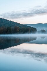 Fototapeta premium Boat on Lake Surrounded by Trees