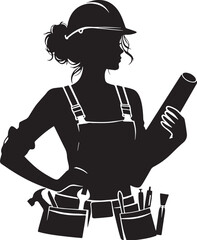 Black Construction Silhouette Vector, High Quality Illustration on White Background